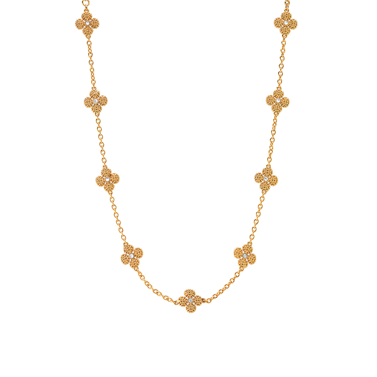 Berry Clover Double Sided Necklace 16" in MOP