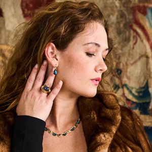 Monique Gem Post Earrings in Blue Labradorite
