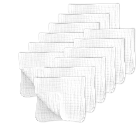 Amazon Prime includes: 12 Pack Muslin Burp Cloths Large 100% Cotton Hand Washcloths for Bab