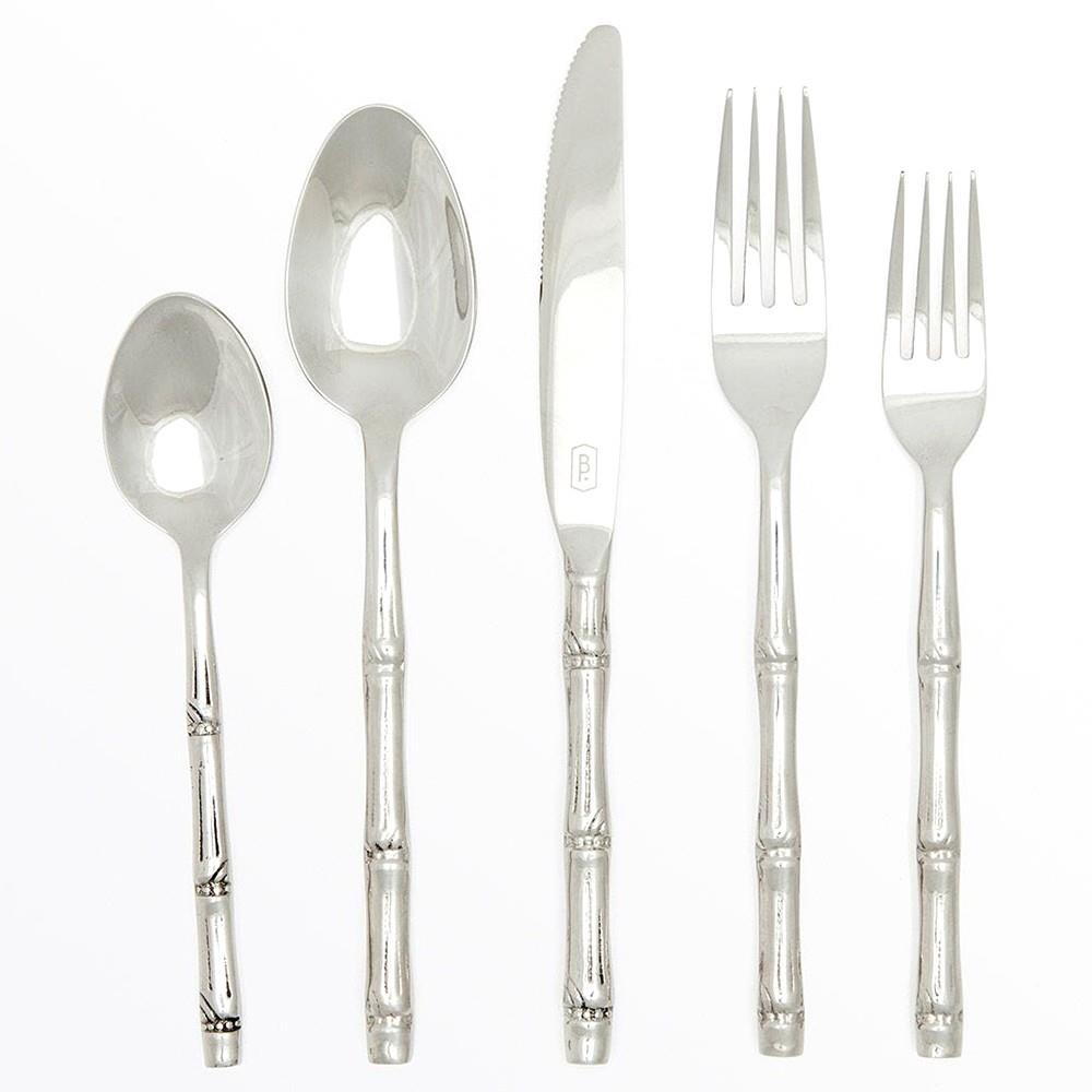 Blue Pheasant Liliana Hollywood Silver Stainless Steel 5 Piece Flatware Set