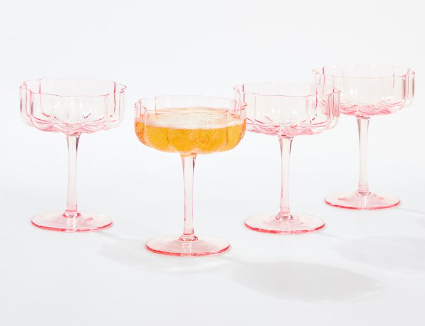 Colored Coupe Glasses, Set of 4