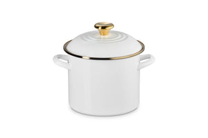 Le Creuset Classic Round Stockpot with Gold Rim , 6 qt., White