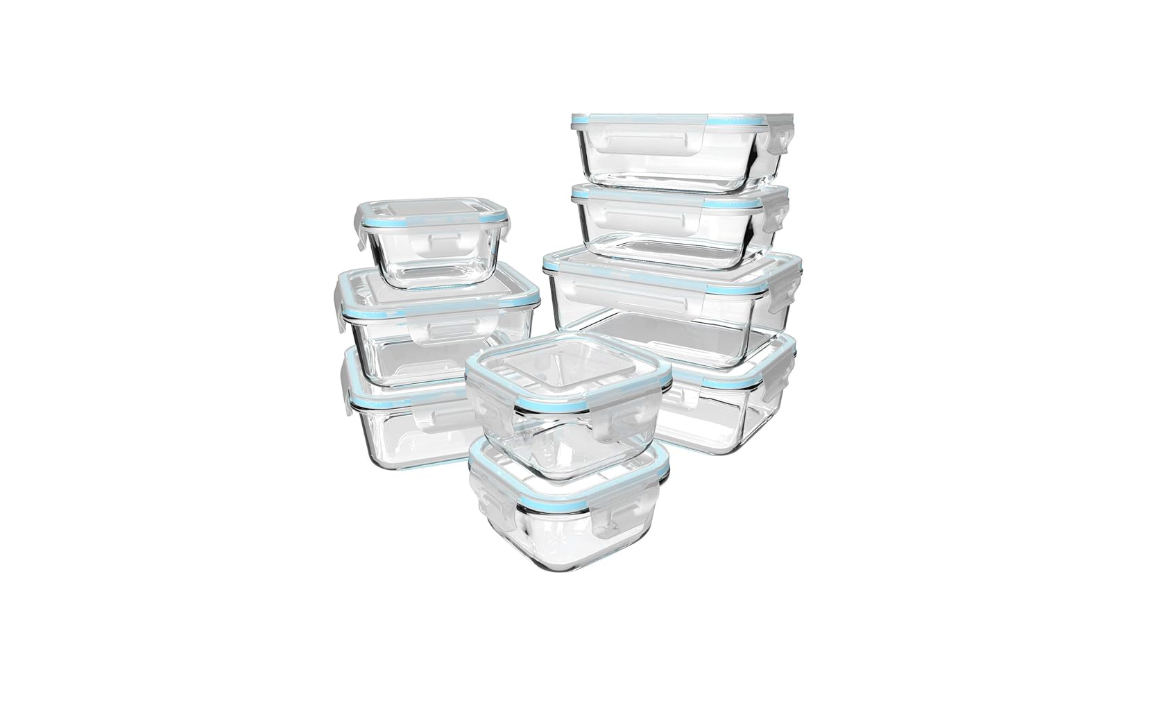 18 Piece Glass Food Storage Containers with Lids