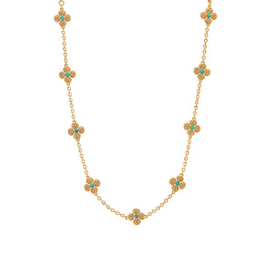 Berry Clover Double Sided Necklace 16" in Turquoise