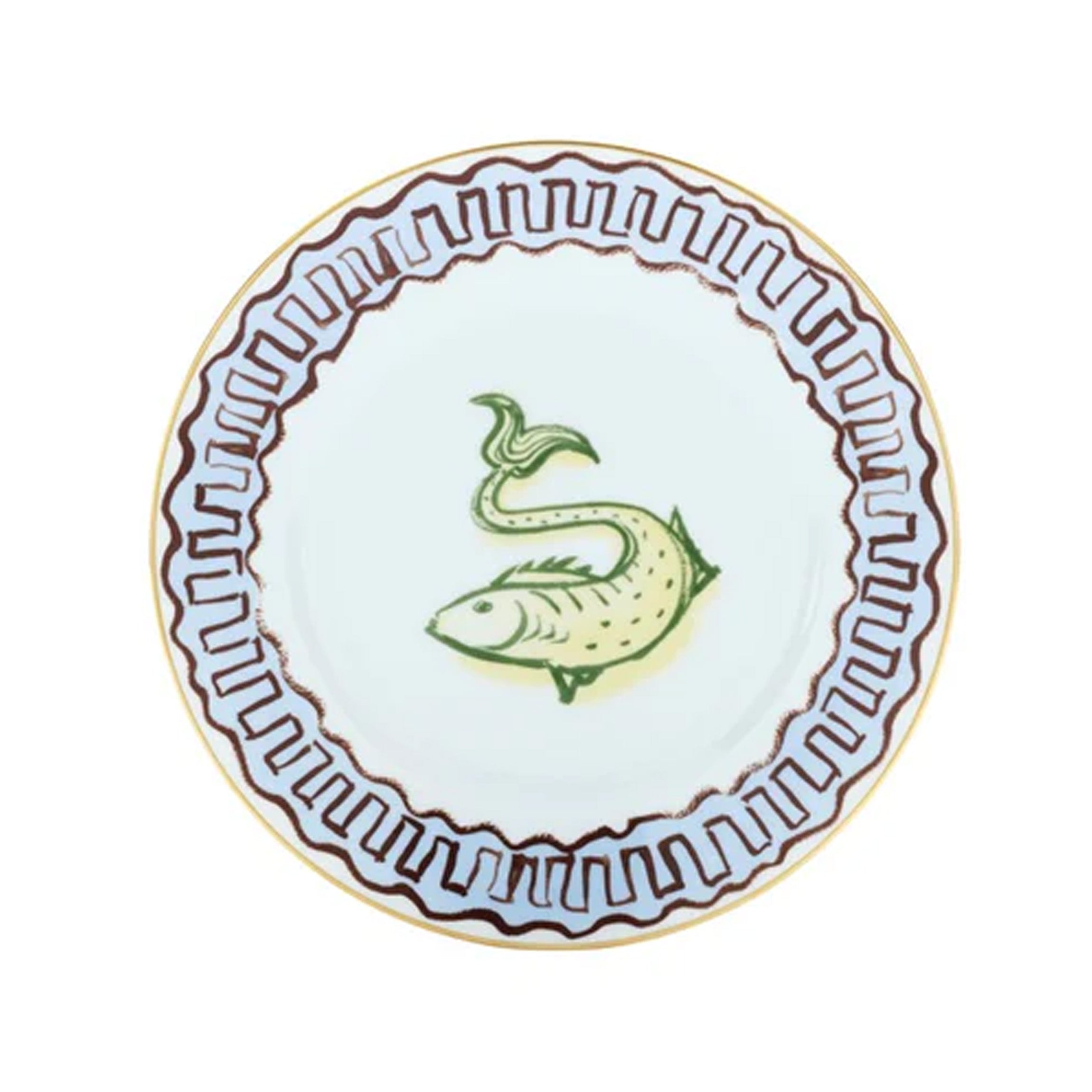 Ill Viaggio Di Nettuno Dessert Plate in Light Blue & Yellow