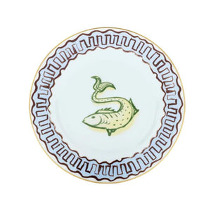 Ill Viaggio Di Nettuno Dessert Plate in Light Blue & Yellow