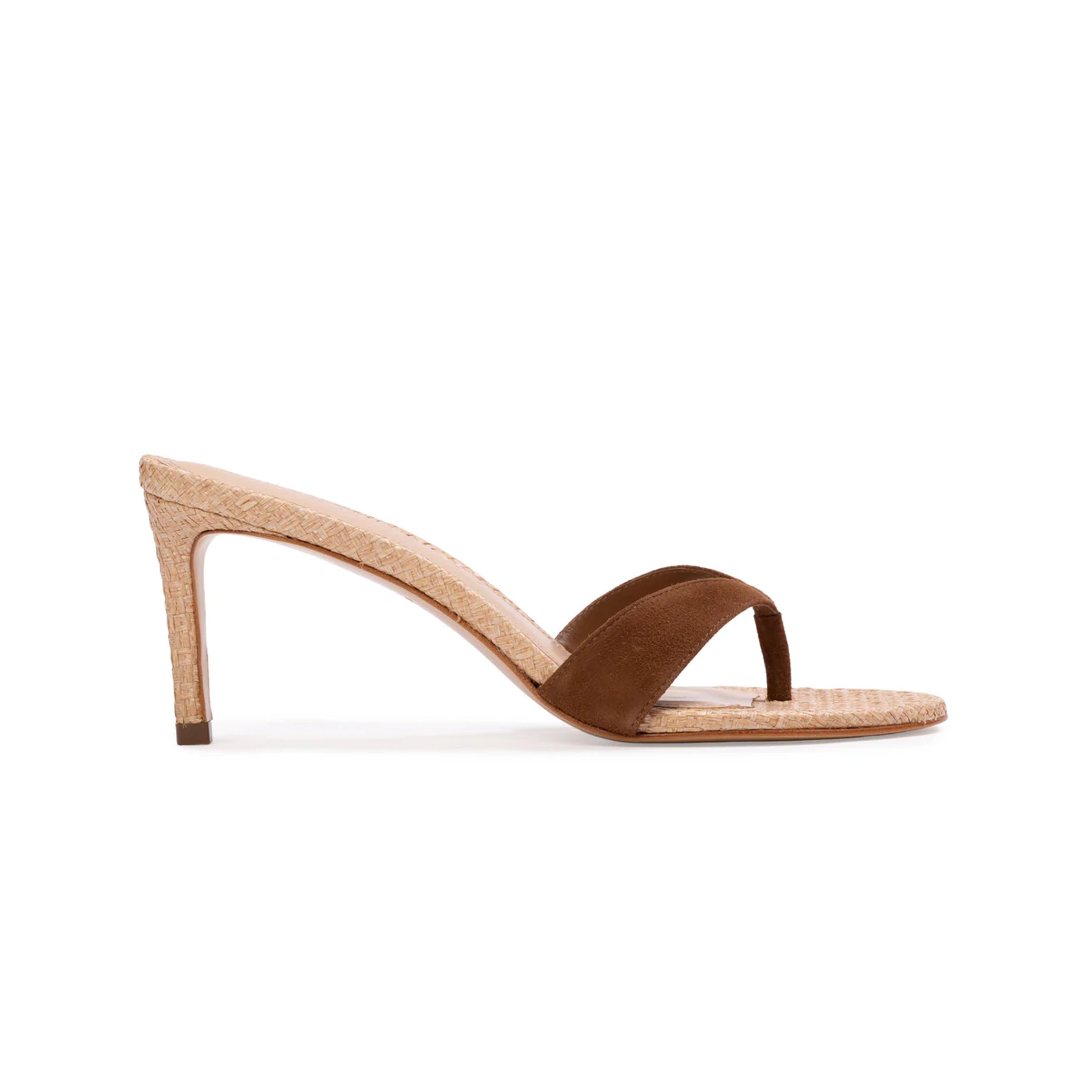 Aura 70 Mule in Raffia/Bourbon Suede