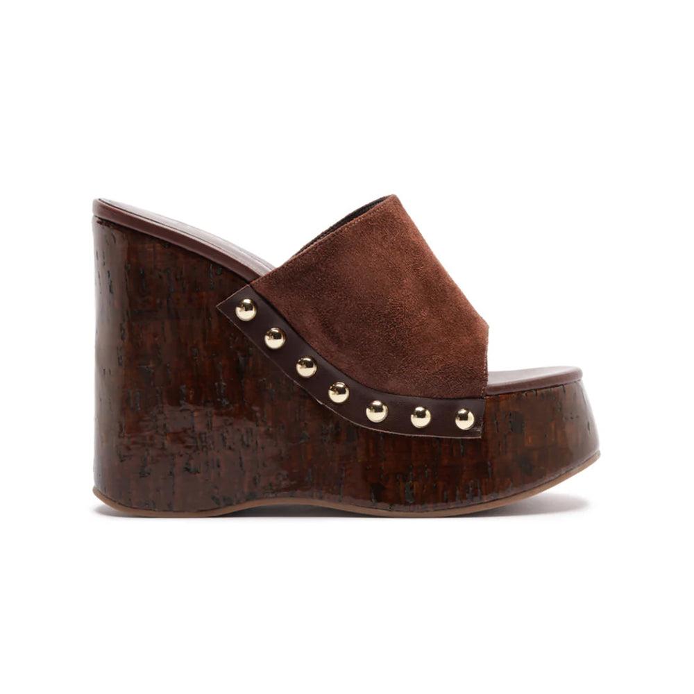 Dalle Studs Suede Sandal in Root Brown