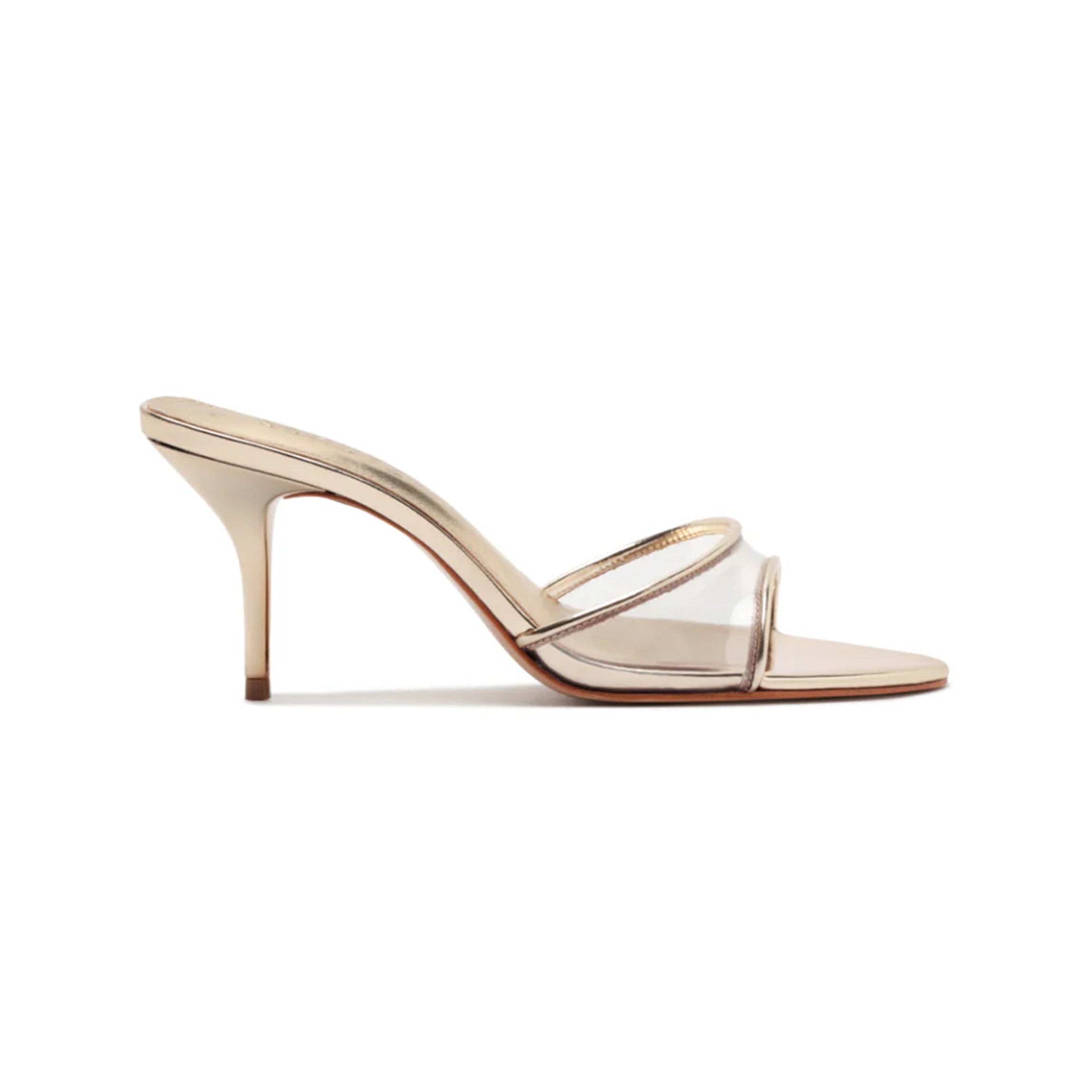 Elodie Vinyl Metallic Synthetic Sandal in Platinum