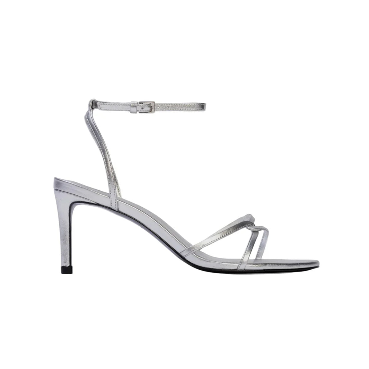Miley 70 Sandal in Silver Metallic Leather