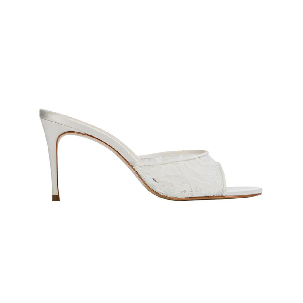 Celeste 80 Mule in White Lace