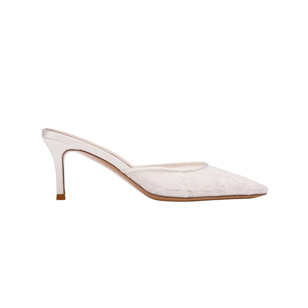 Jayla 70 Mule in White Floral Lace