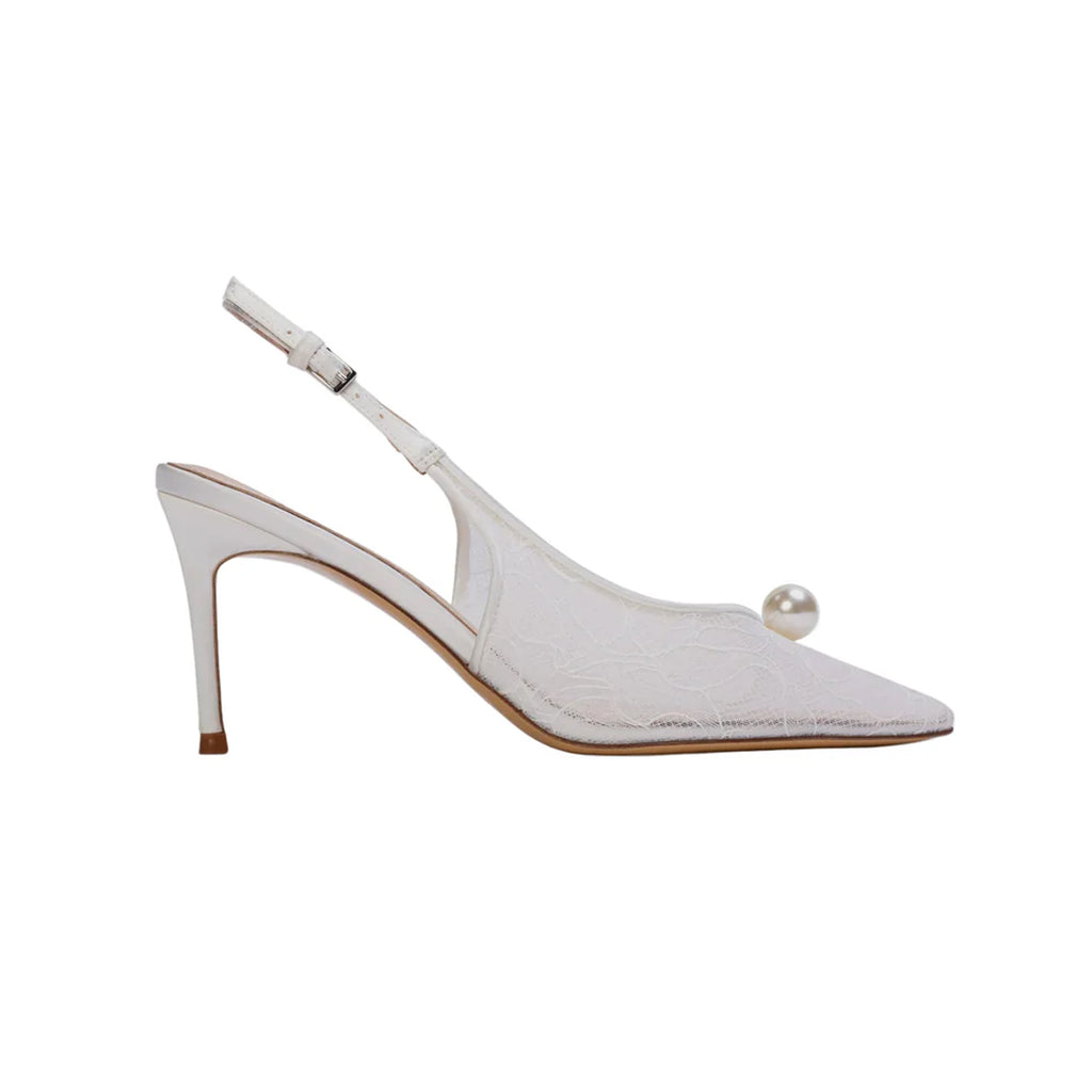 Reina 80 Pump in Ivory Lace/Pearl Ornament