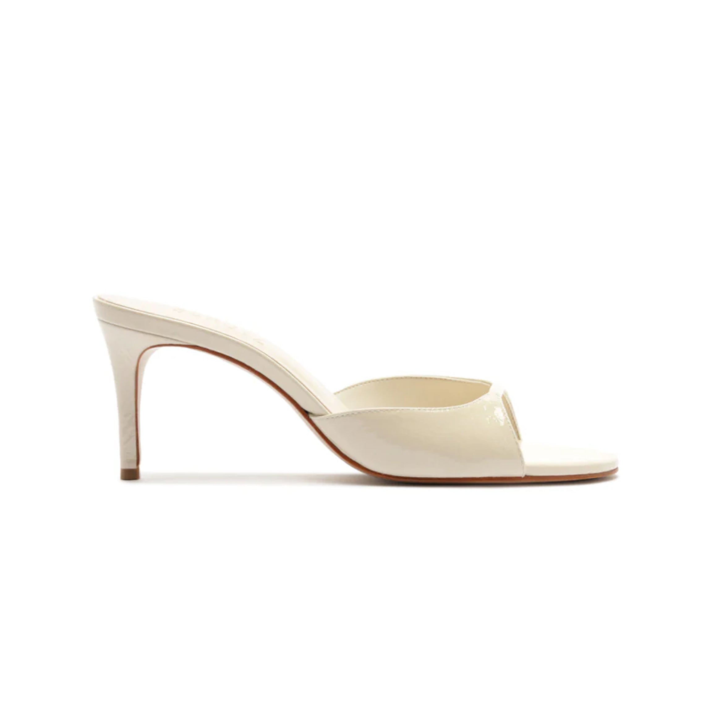 Arlette Mule Patent Leather Sandal in Sugar White