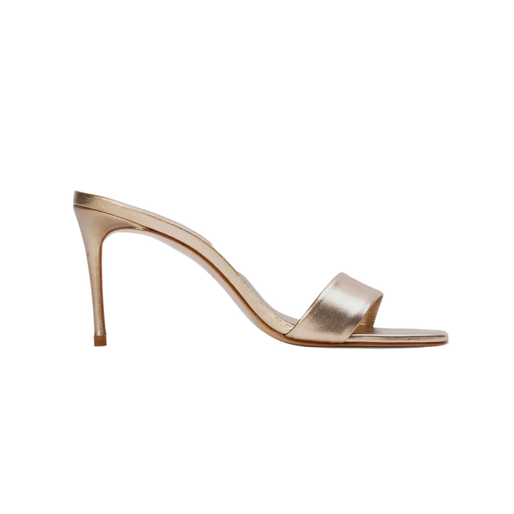 Naomi 80 Mule in Gold Metallic Leather
