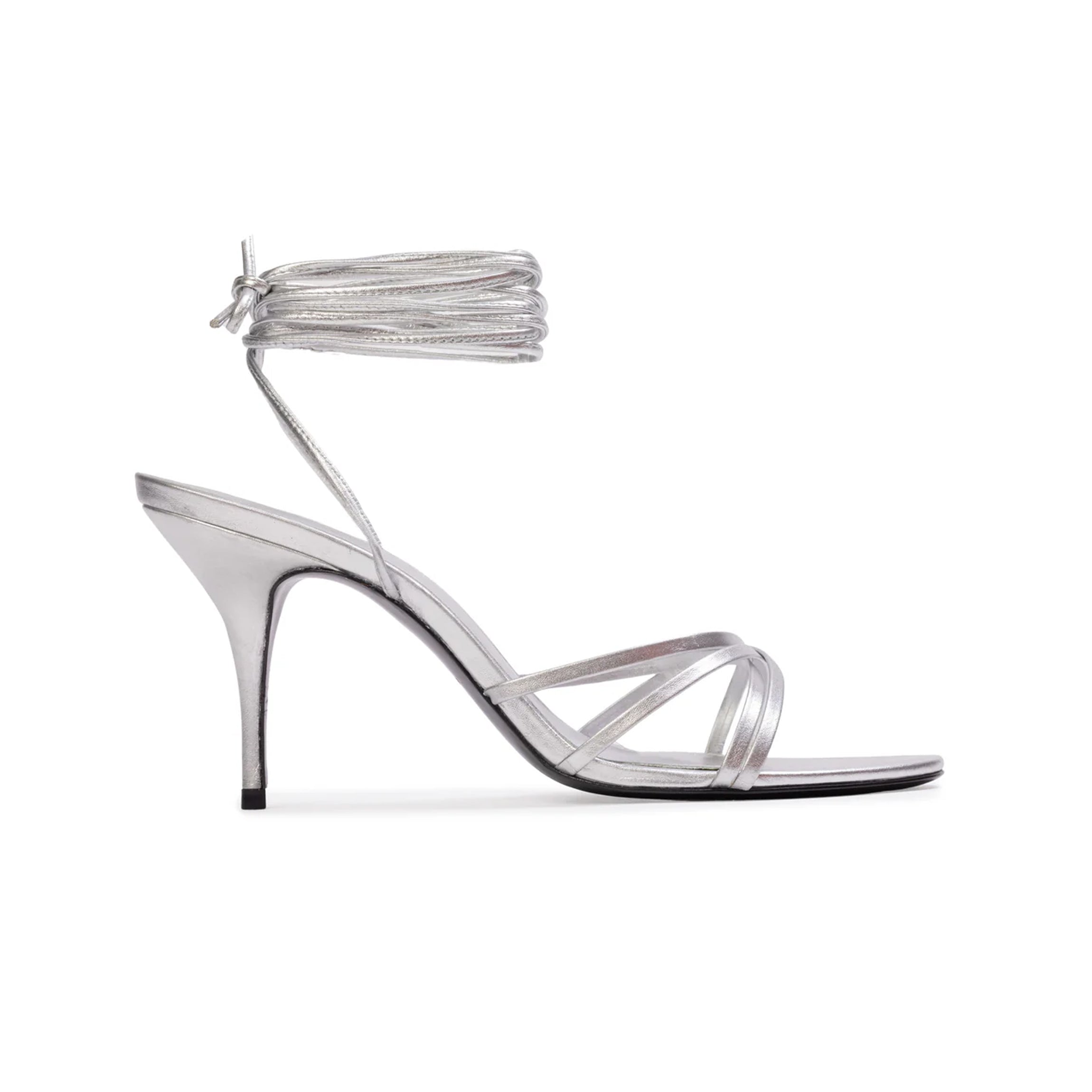 Tally 80 Sandal in Silver Metallic Leather