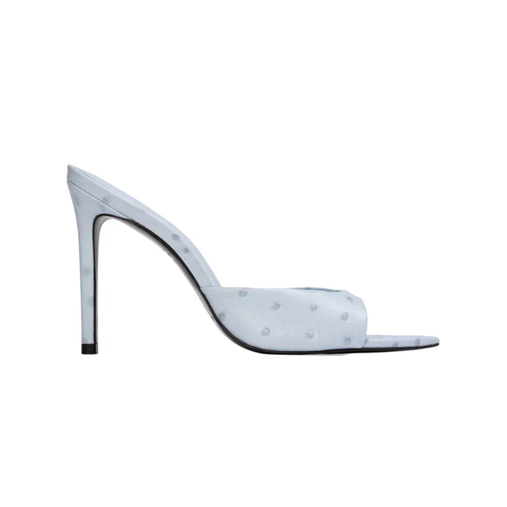 Brea 100 Mule in Sky Ostrich Leather