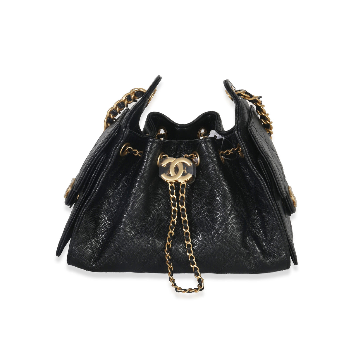 Chanel Black Quilted Caviar Mini Chanel 25 Hobo Handbag