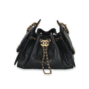 Chanel Black Quilted Caviar Mini Chanel 25 Hobo Handbag