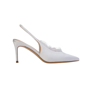 Royale 80 Pump in White Satin/White Lace Trim
