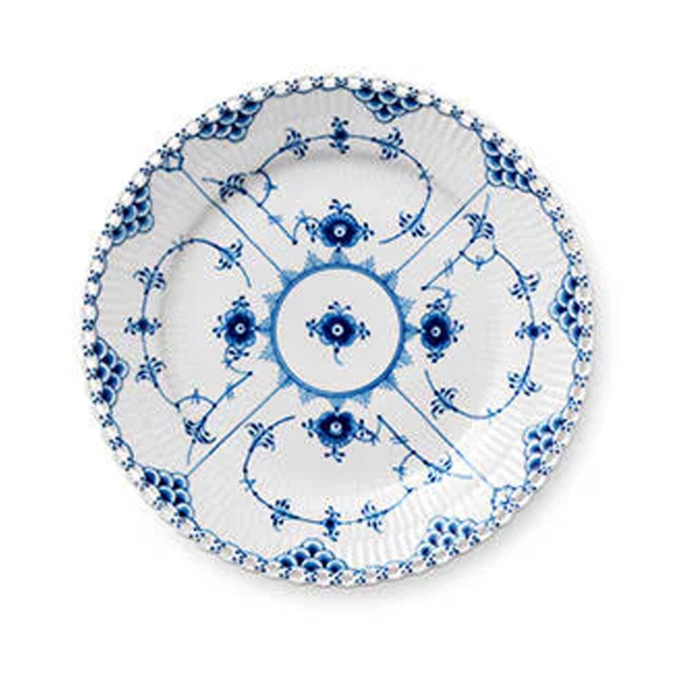 Blue Fluted Full Lace Plate, 7.5"