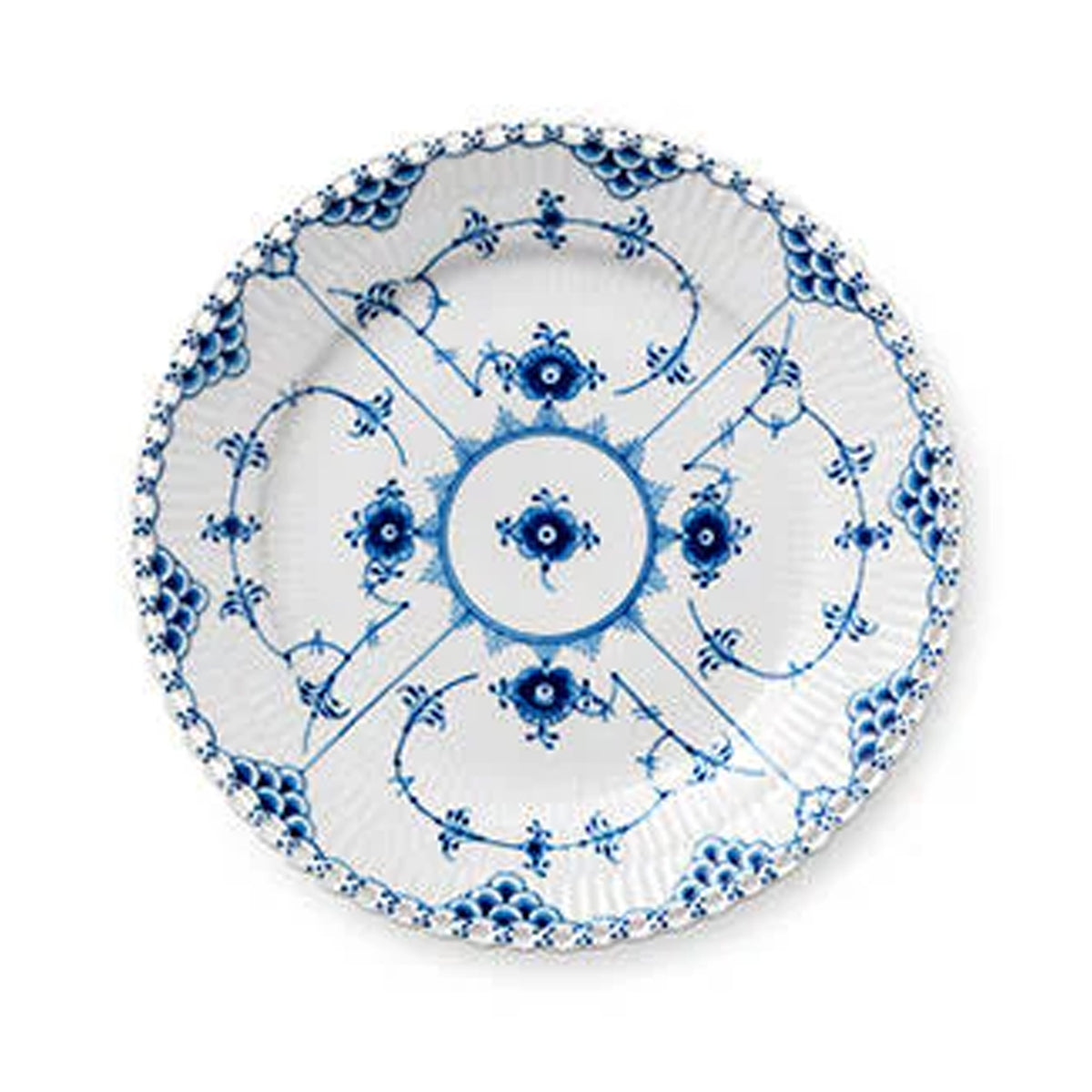Blue Fluted Full Lace Plate, 7.5"