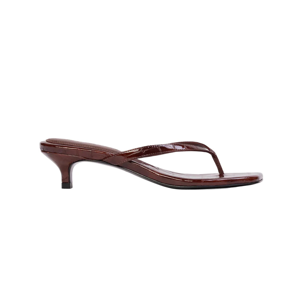 Kendal 35 Mule in Cinnamon Croc Patent Leather
