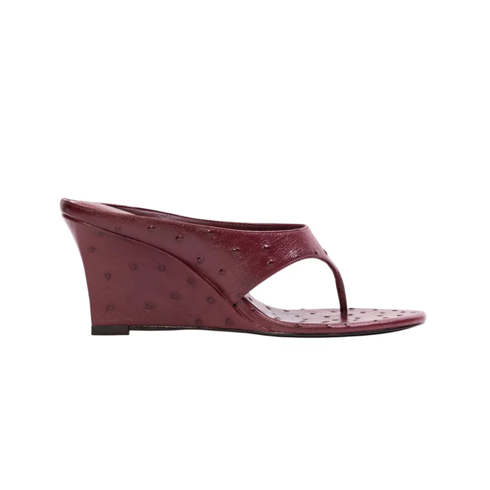 Mac 70 Mule in Ruby Ostrich Leather