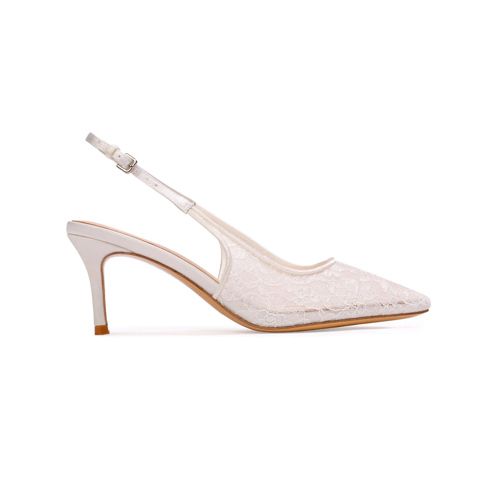 Maisie 70 Pump in White Lace