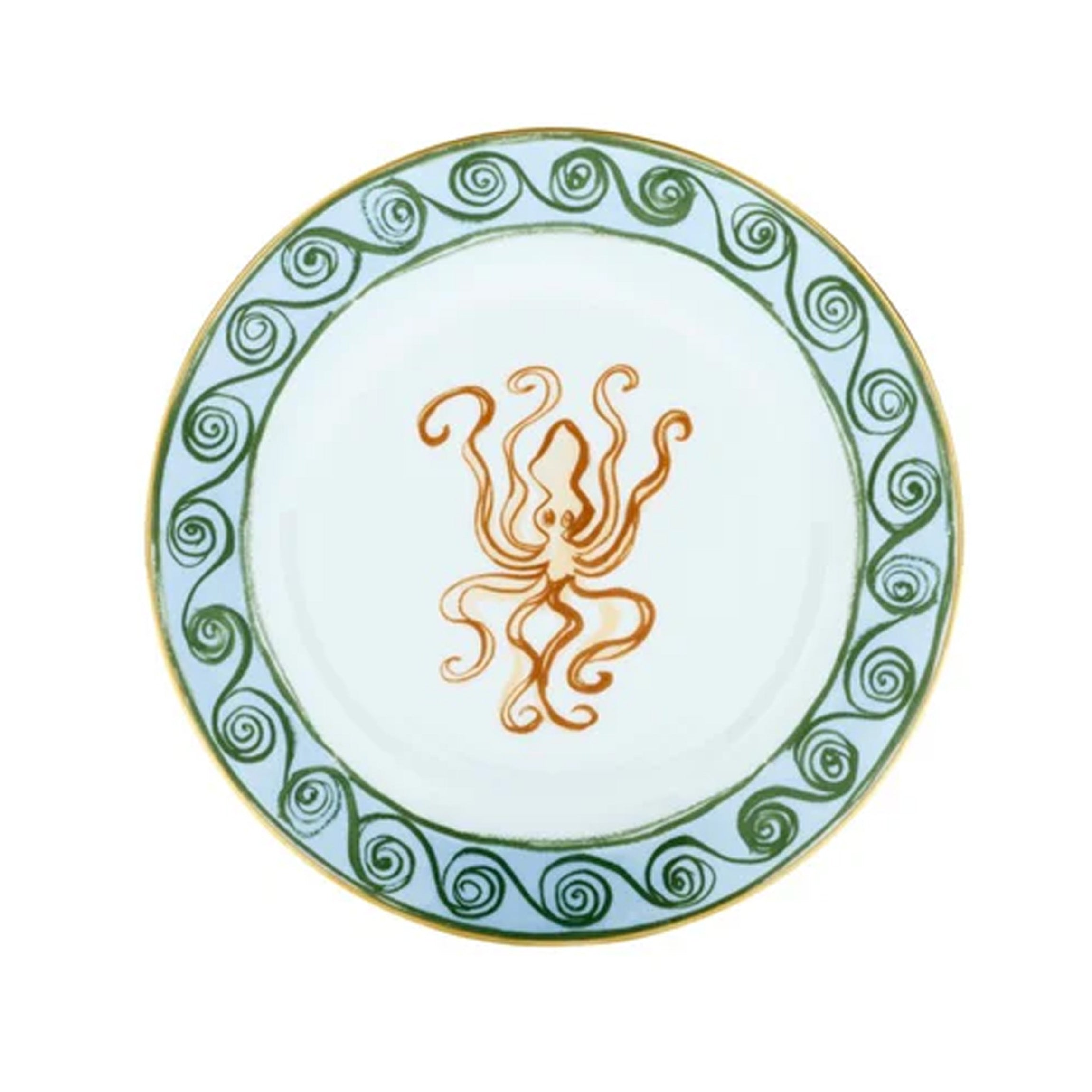 Ill Viaggio Di Nettuno Dessert Plate in Brown & Light Blue