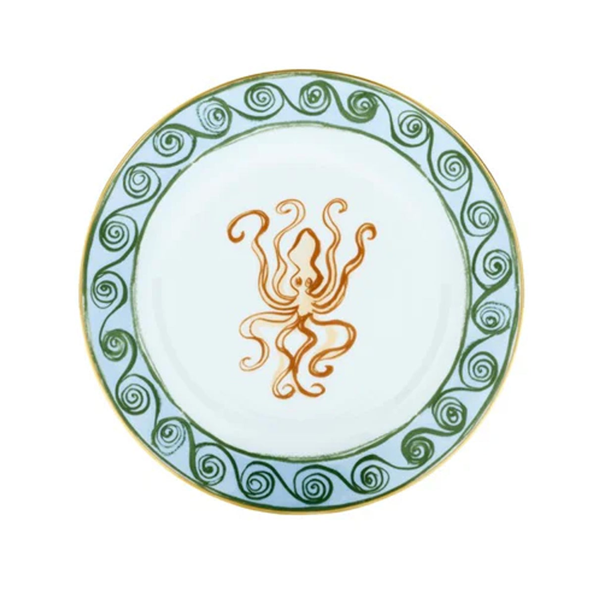 Ill Viaggio Di Nettuno Dessert Plate in Brown & Light Blue