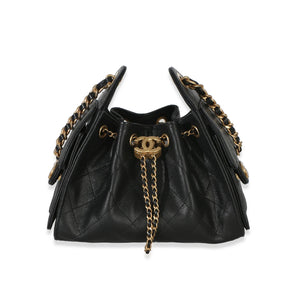 Chanel 26P Black Quilted Caviar Mini Chanel 25 Hobo Handbag