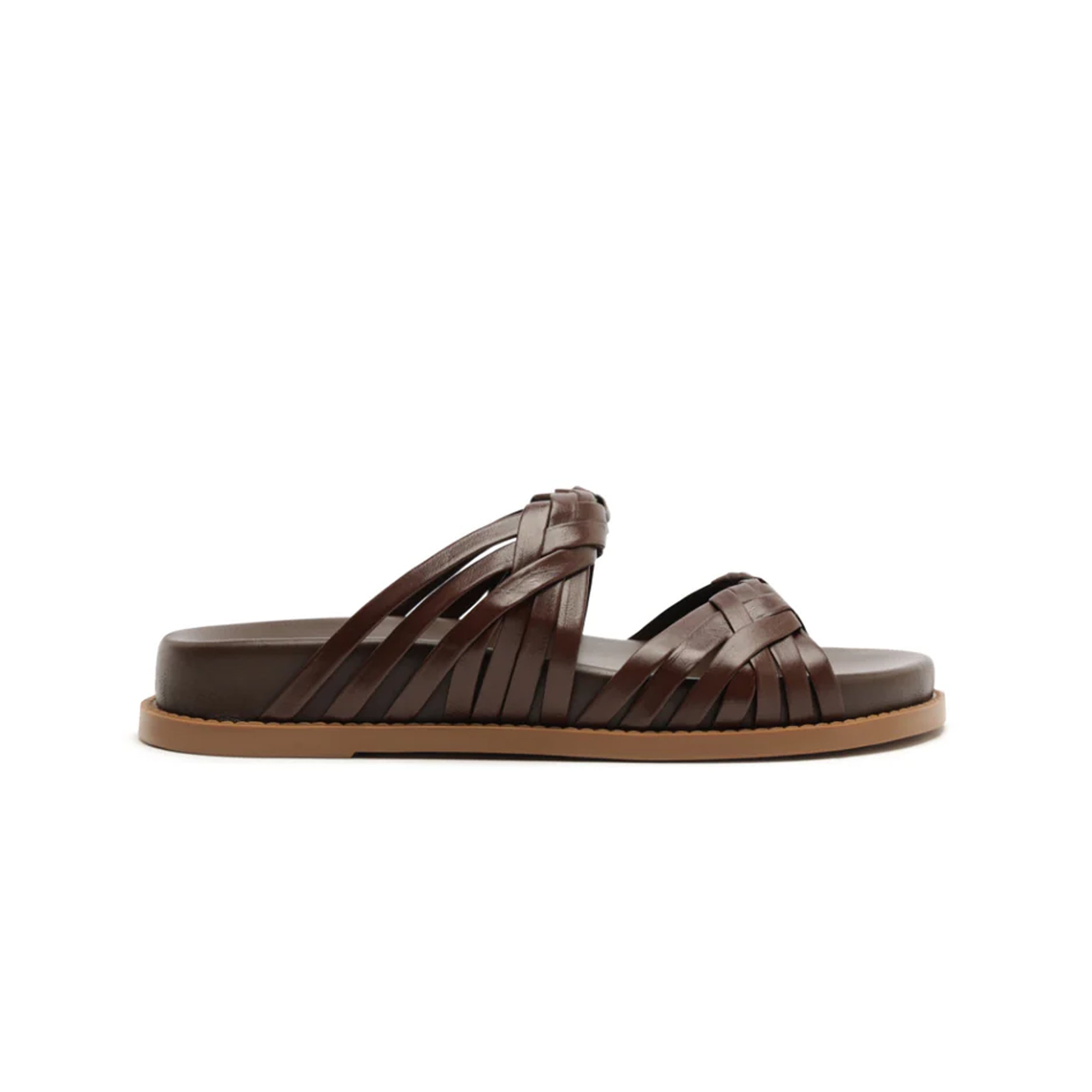 Tara Sporty Leather Sandal in Chestnut Brown
