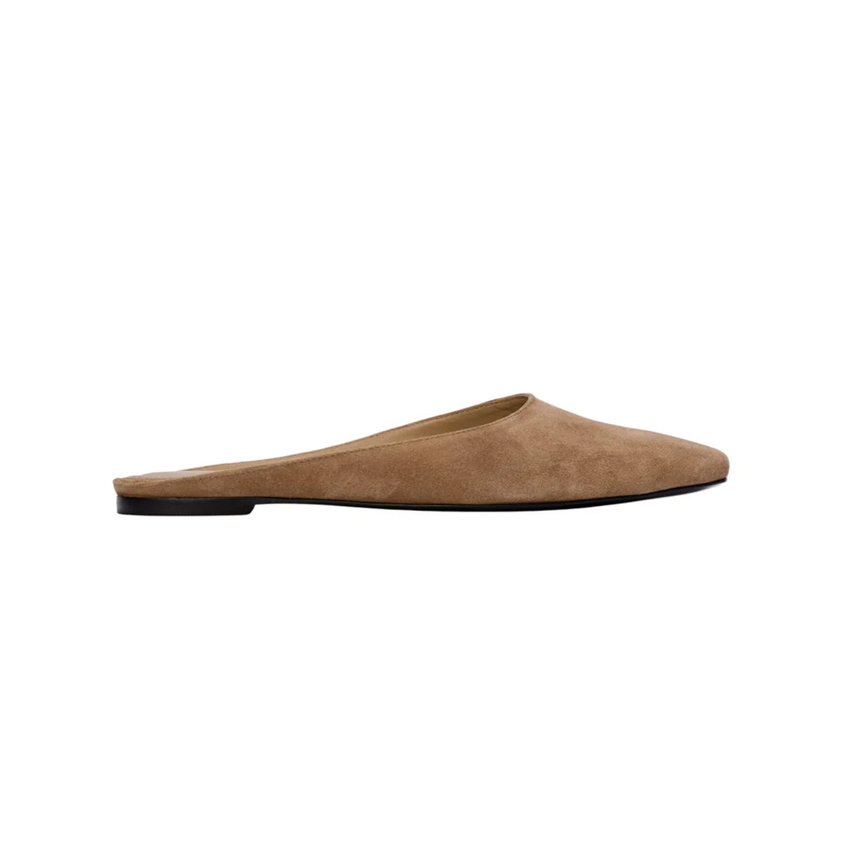 Lucia Flat Mule in Latte Suede