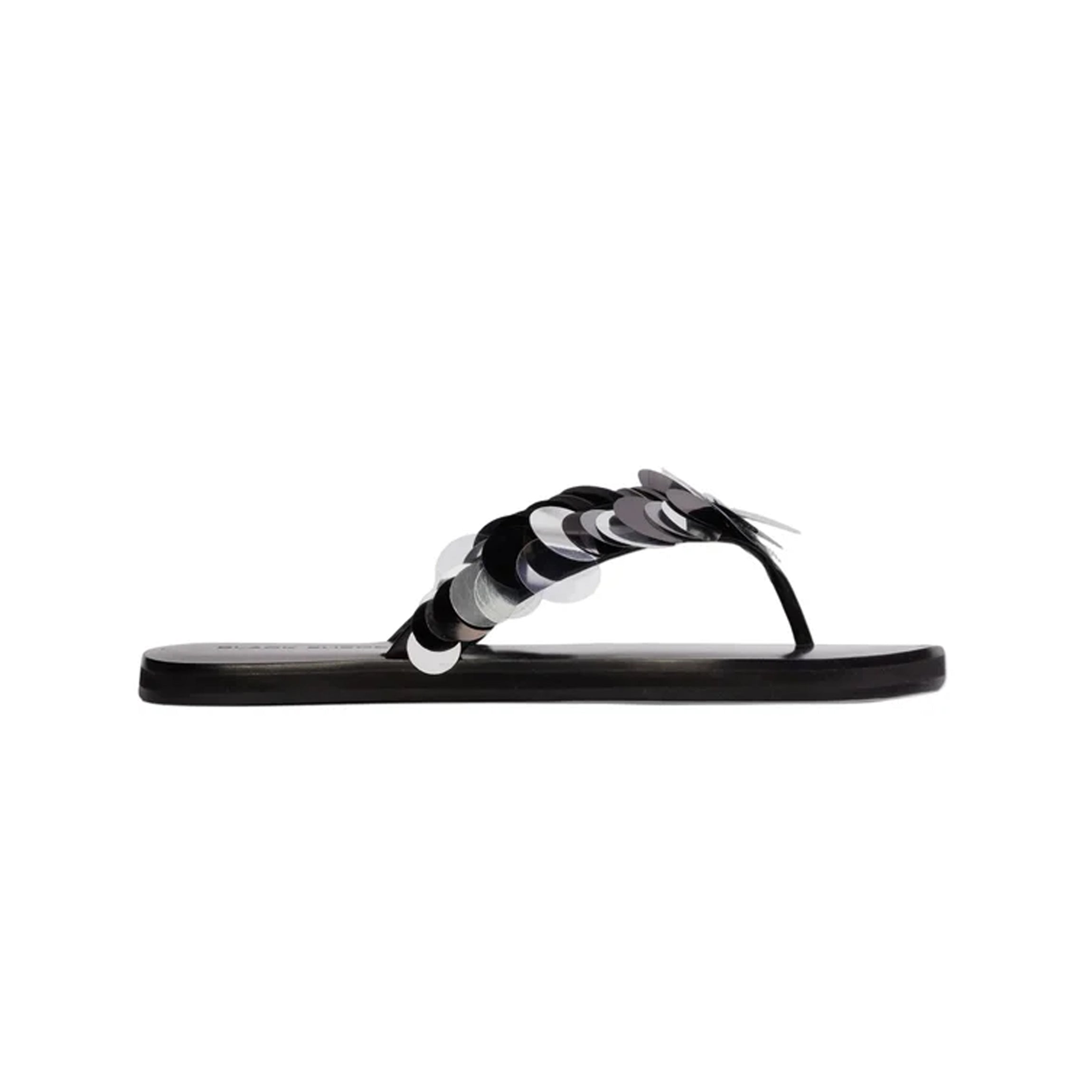 Glw flop Sandal in Black Leather/Paillettes