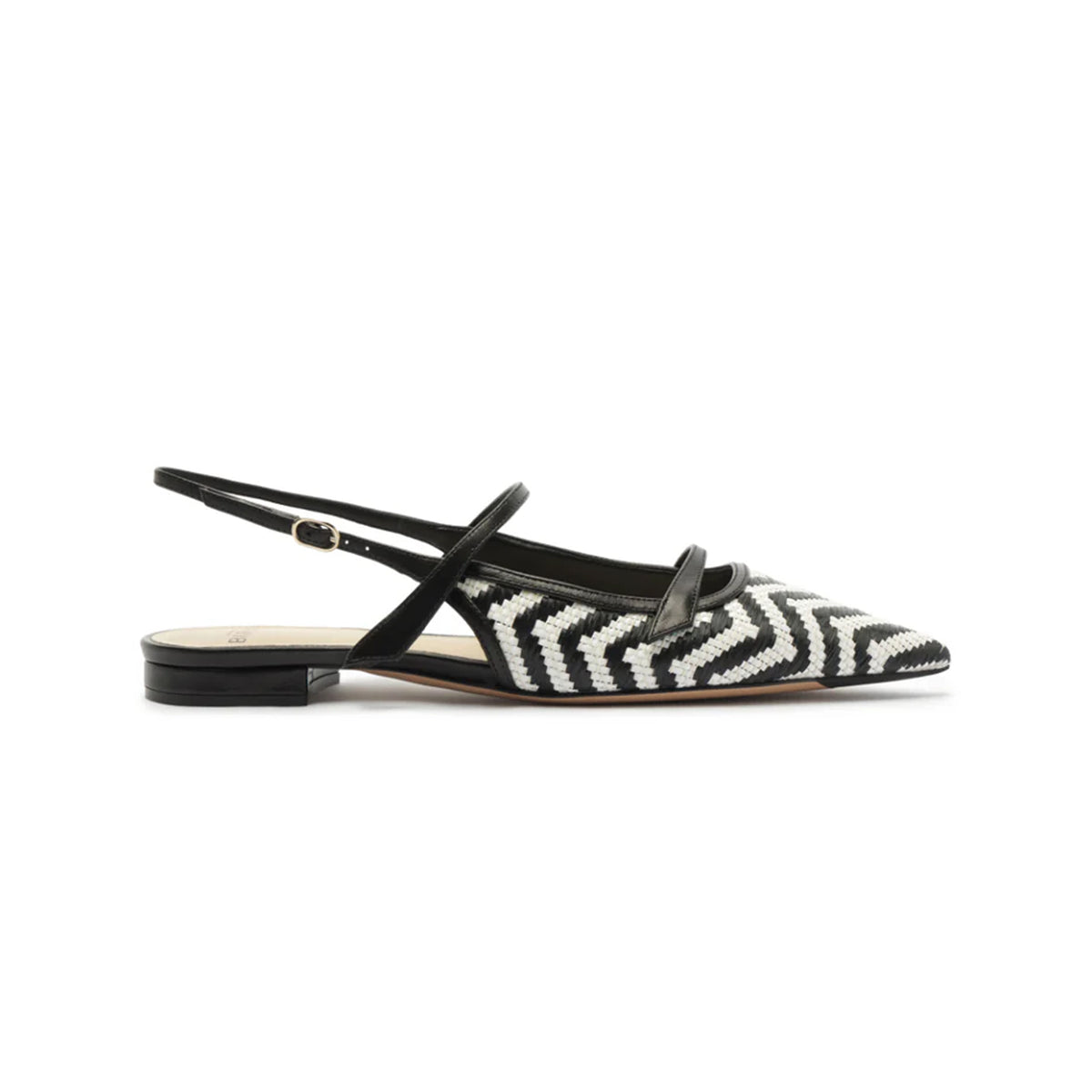 Tita Raffia Zig Flat in Black
