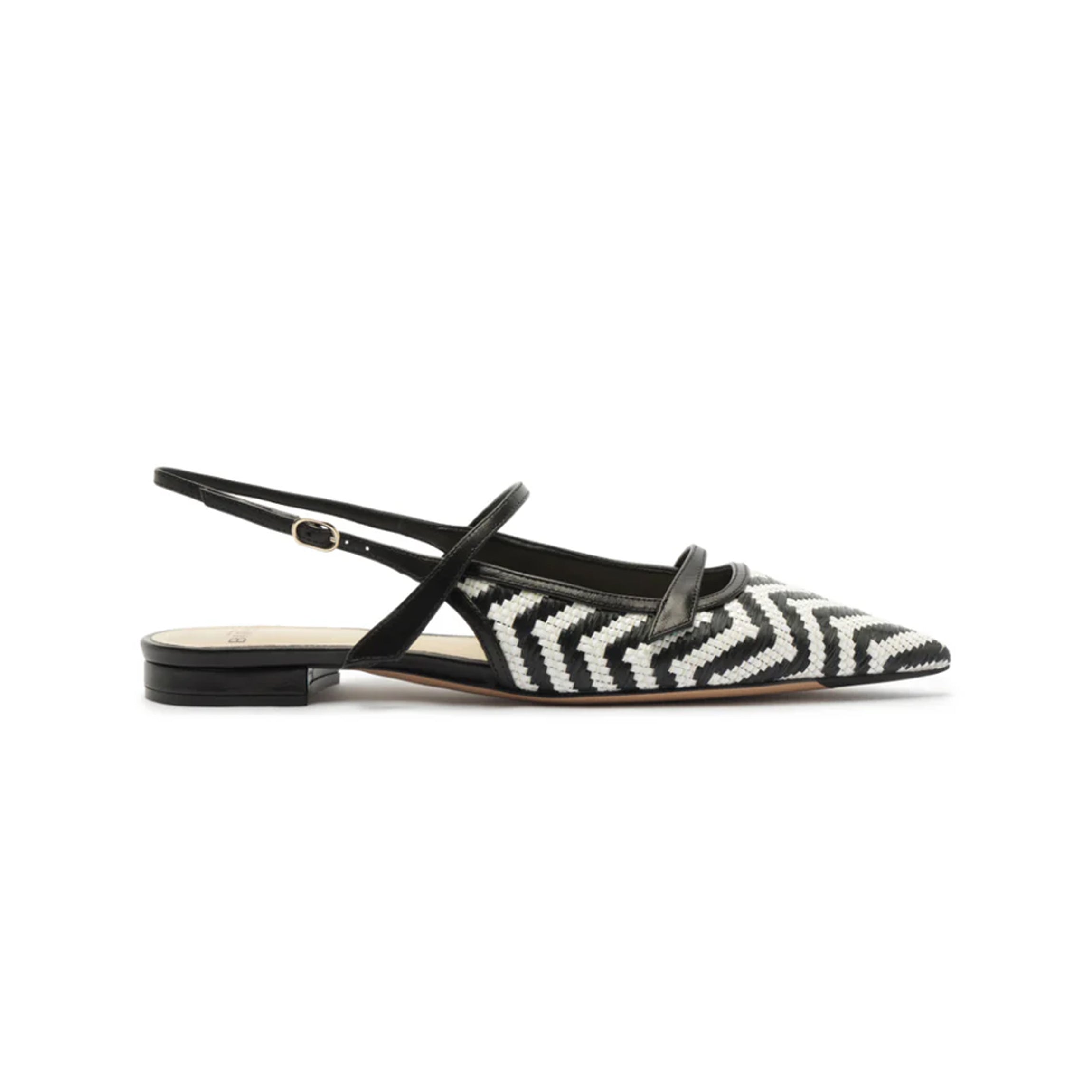 Tita Raffia Zig Flat in Black
