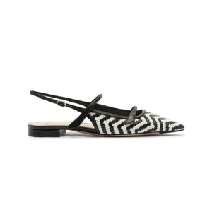 Tita Raffia Zig Flat in Black