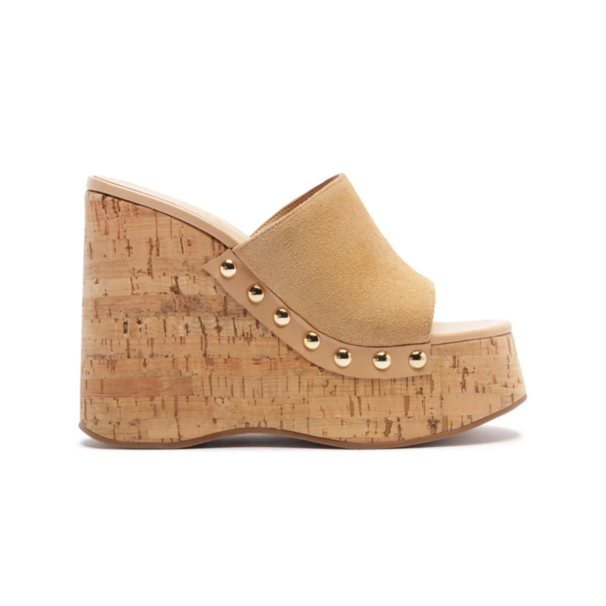 Dalle Studs Suede Sandal in Light Wood