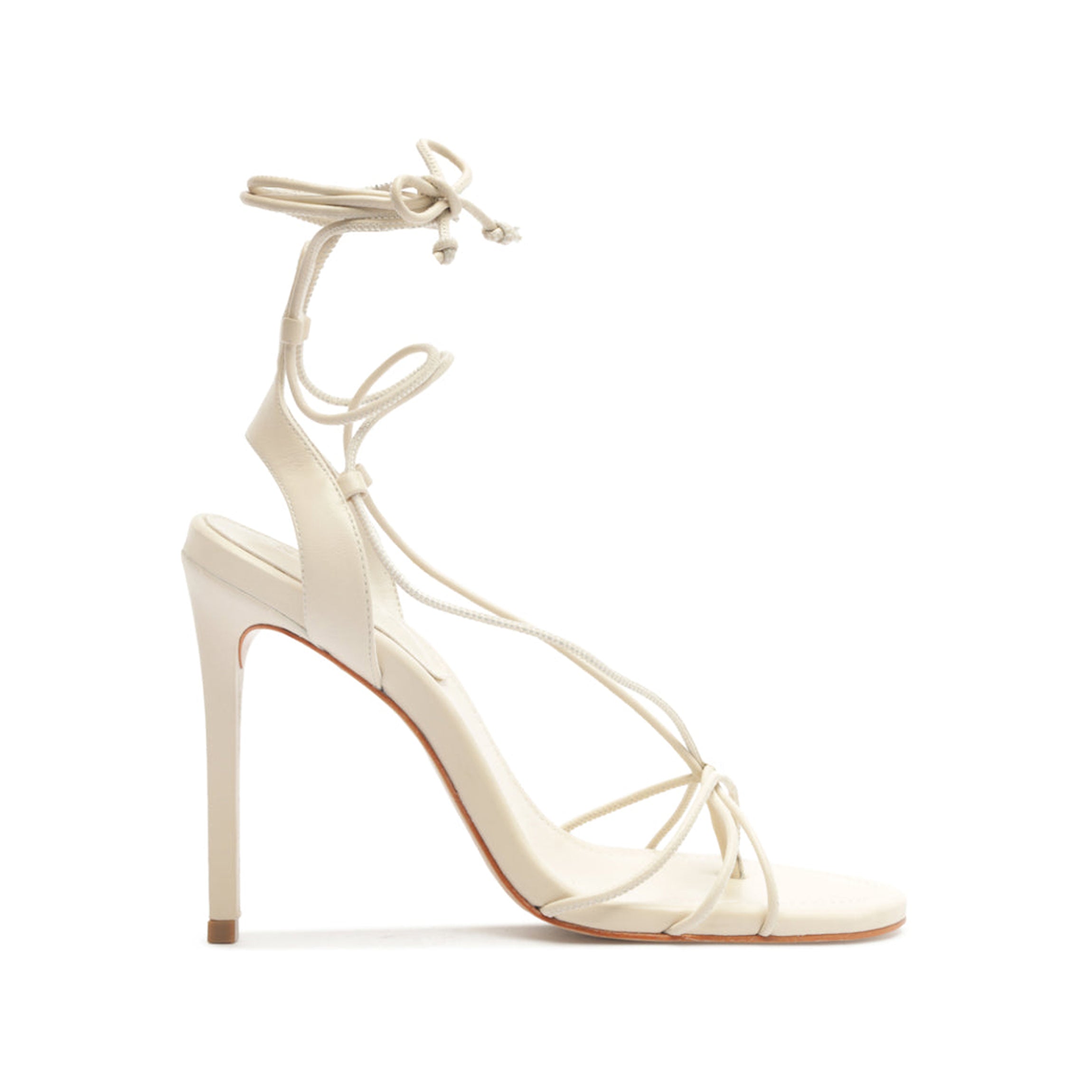 Demetria Leather Sandal in Sugar White