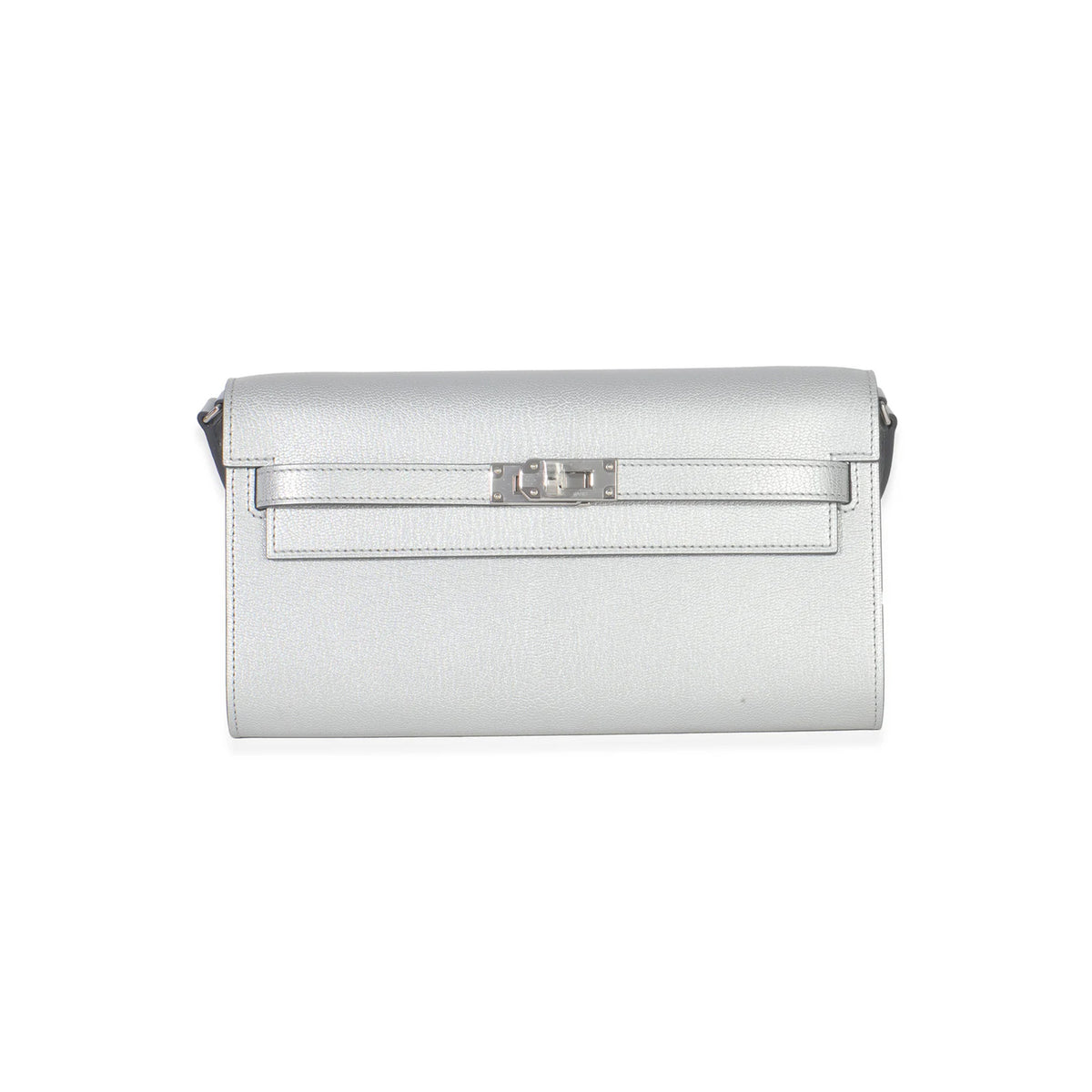 Hermès Argent Metallic Chevre Chamkilight Kelly Wallet To Go PHW