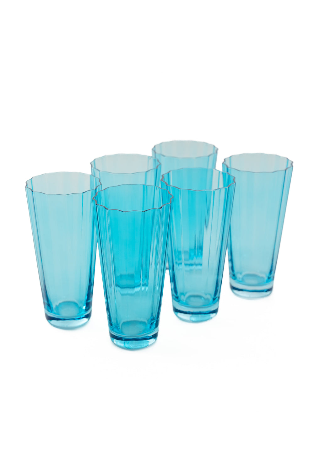 Estelle Colored Sunday High Balls, Set of 6 in Ocean Blue