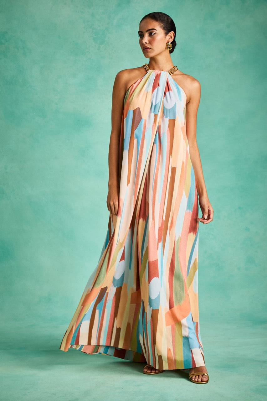 Bijou Halter Gown in Fresco Tides