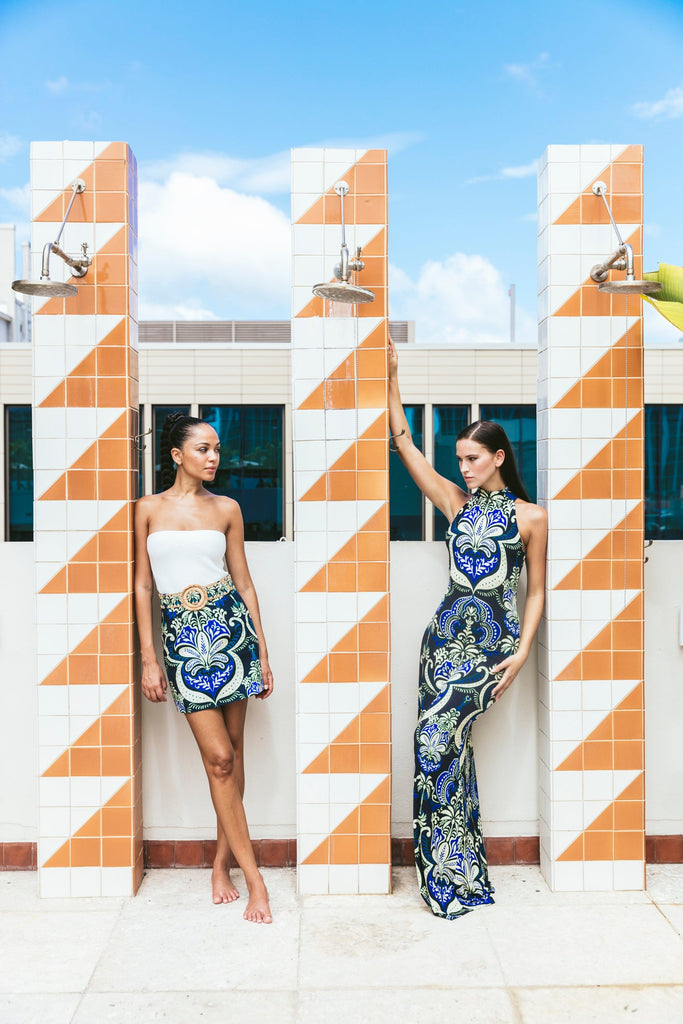 Blaze Skirt in Palm Pavillion Cobalt