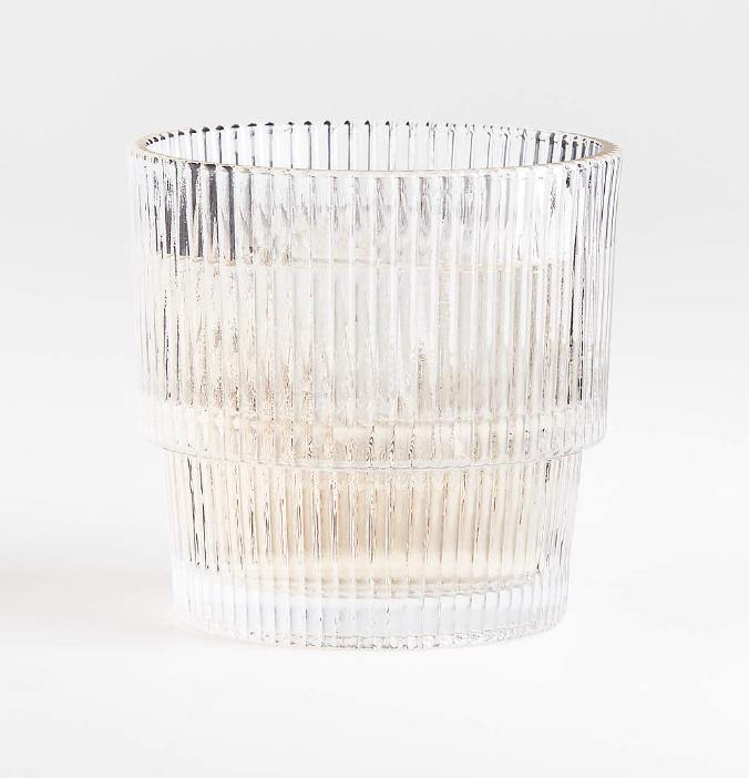 Atwell Stackable Ribbed Double Old-Fashioned Glass in Clear