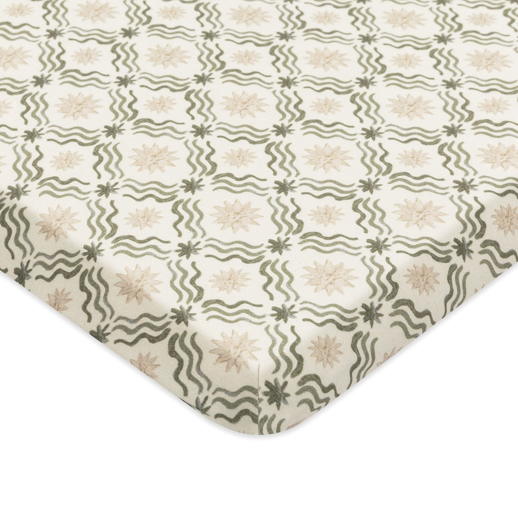 All-Stages® Midi Crib Sheet in GOTS Certified Organic Brushed Cotton by Nate Berkus in Juniper Star