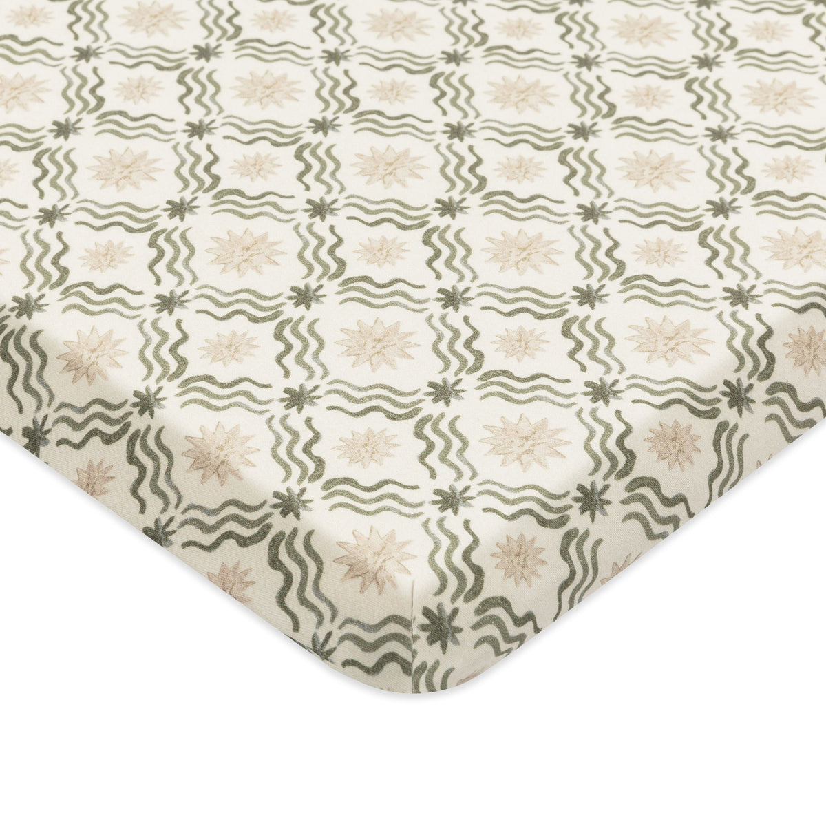 All-Stages® Midi Crib Sheet in GOTS Certified Organic Brushed Cotton by Nate Berkus in Juniper Star