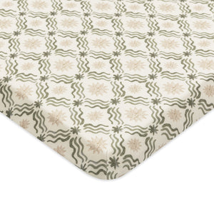 All-Stages® Midi Crib Sheet in GOTS Certified Organic Brushed Cotton by Nate Berkus in Juniper Star