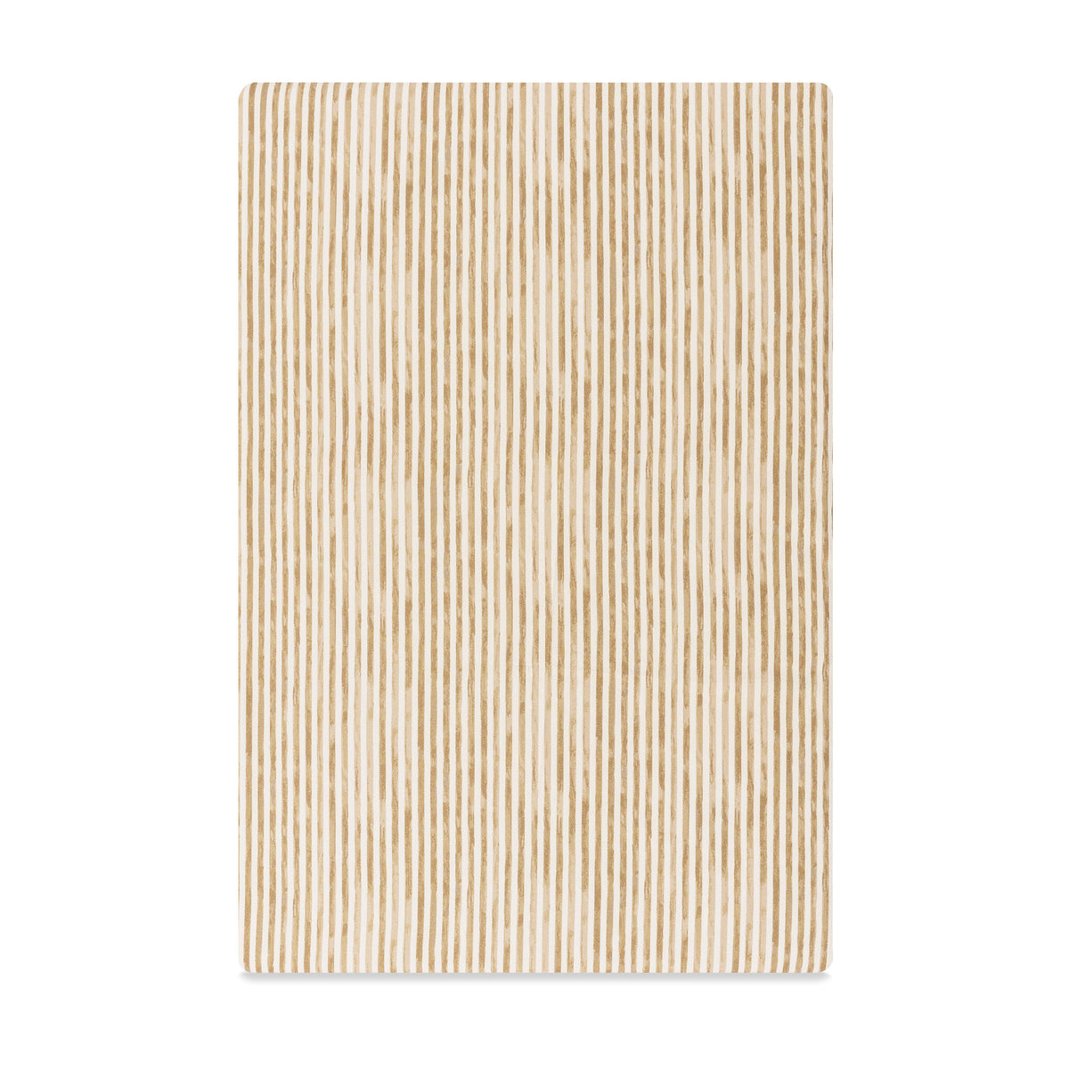 Front view of All-Stages bassinet sheet showcasing Autumn Stripe pattern on a white background