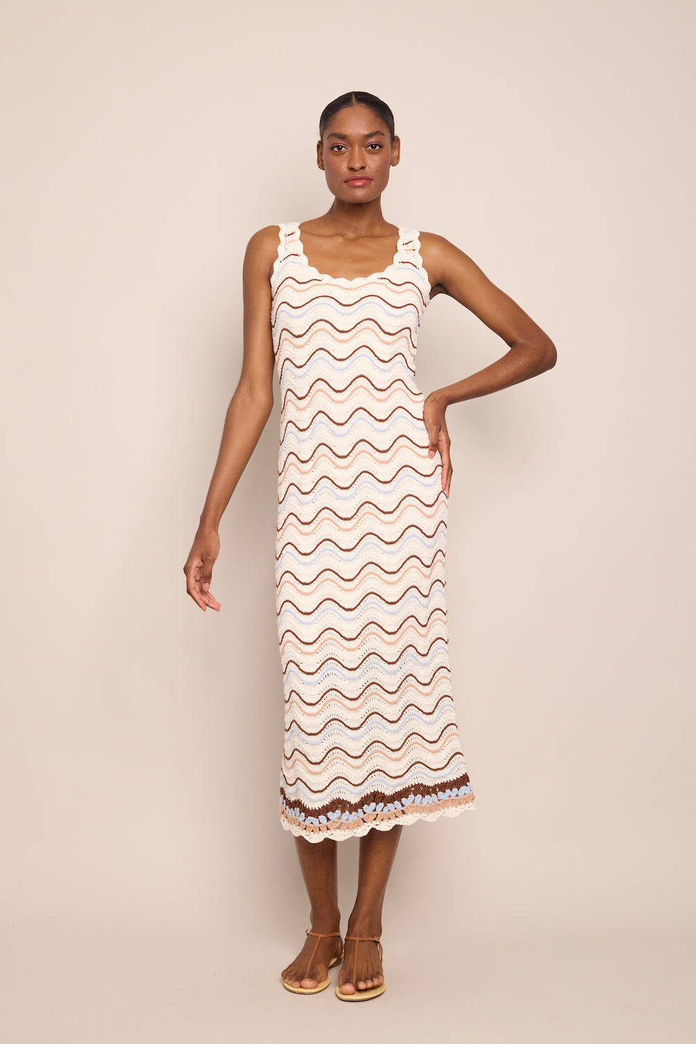 Orel Dress in Ivory Wave Crochet